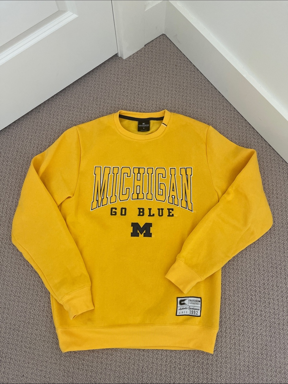 Colosseum Yellow Michigan 'Go Blue' Crewneck Sweatshirt
